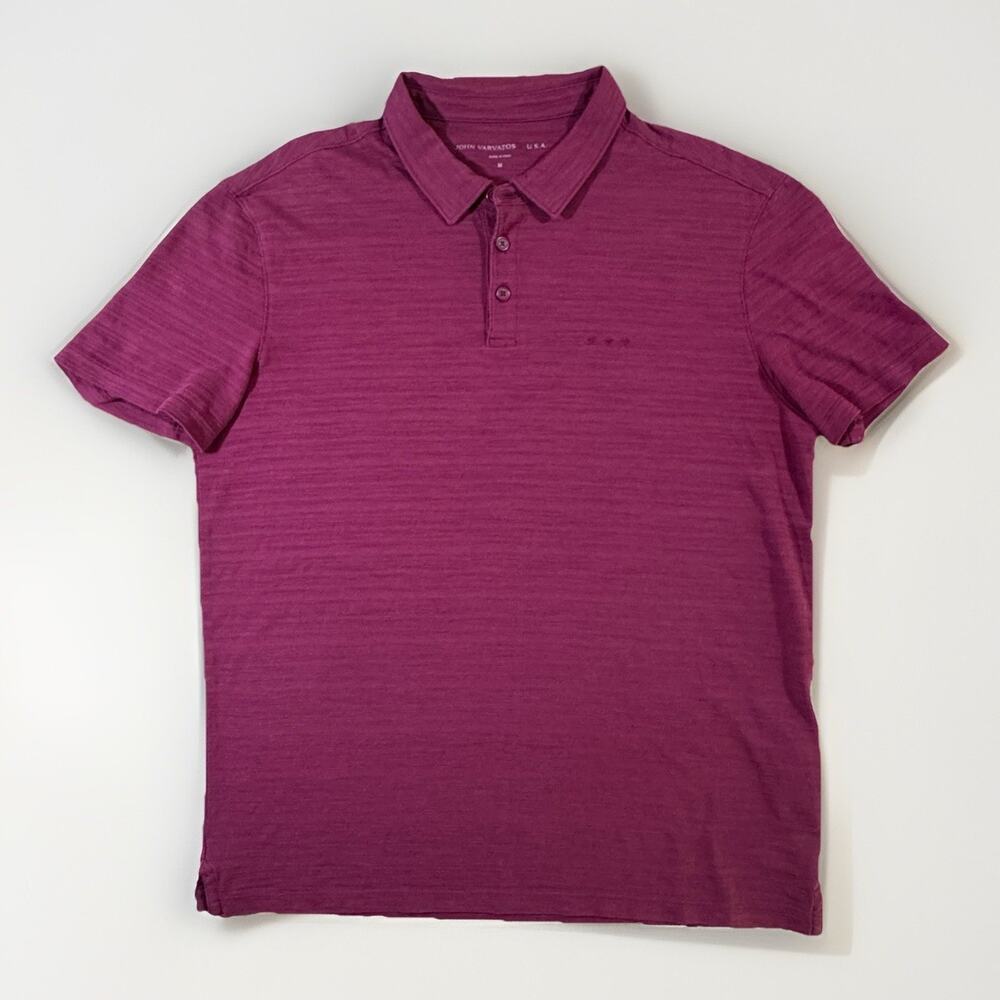 John Varvatos Mens Maroon Short Sleeve Polo Shirt Size M